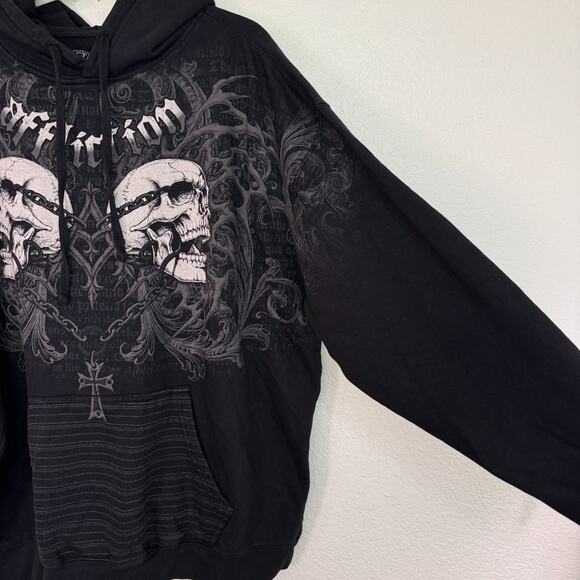 Affliction Hoodie Mens 2XL Skeleton Skull Graphic Pullover Gothic Grunge NEW - Picture 8 of 12